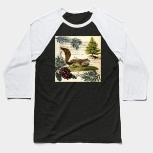 Cottagecore winter evergreen pine cone chipmunk nut house squirrel Baseball T-Shirt